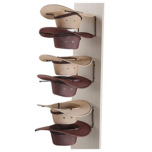 Taozun Cowboy Hat Rack - 6 Pieces Cowboy Hat Holder DIY Hat Hangers for Wall Display, Black Hat Holder Organizer
