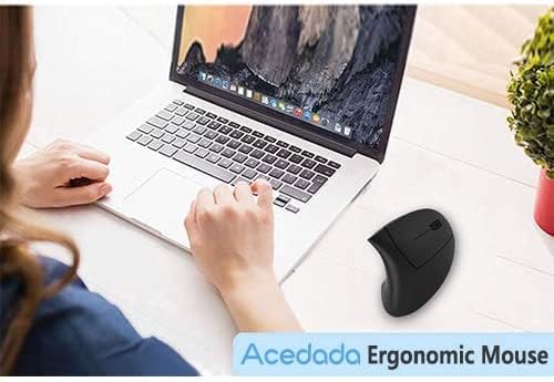 Miniatura 9 de Acedada Mouse ergonómico, mouse inalámbrico vertical, mouse Ergo óptico recargable, 80012001600 DPI, 5 botones para laptop, escritorio, PC, MacBook,