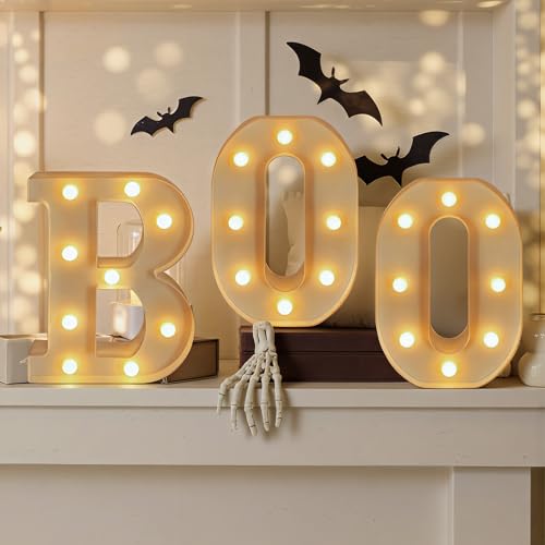 Halloween Boo Light Up Letters, 3pcs Led Boo Light Up