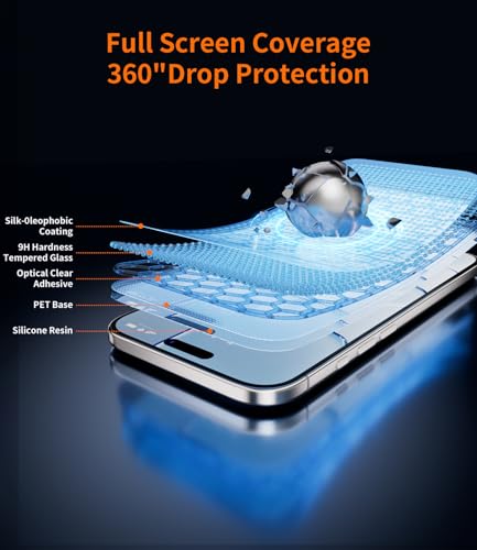 Image of Beizun for iPhone AIR Screen Protector, 3-Pack 9H+Tempered Glass, Easy Installation, Bubble-Free & Dust-Free, Case Friendly, Full Coverage, 3D Curved Edges