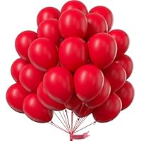 PartyWoo Red Balloons, 50 pcs 10 inch Party Balloons with 20m Red Ribbon, Red Balloons for Christmas Balloon Garland, Red Party Decorations, Proposal Wedding Decorations, Anniversary Decorations