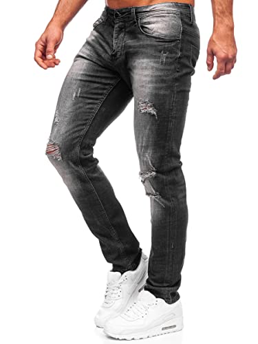 BOLF Hombre Pantalón Vaquero Jogger Denim Jeans de Algodón Sombreado Pantalón de Mezclilla Regular fit Trousers Outdoor Ocio Estilo Diario Mix 6F6