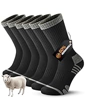 YESWEL 3 Paar Merino Wandersocken Herren Damen, 60% Merinowolle Trekkingsocken, Outdoor sportsocken, Wintersocken Gepolstert für Trekking Sport Schwarz M