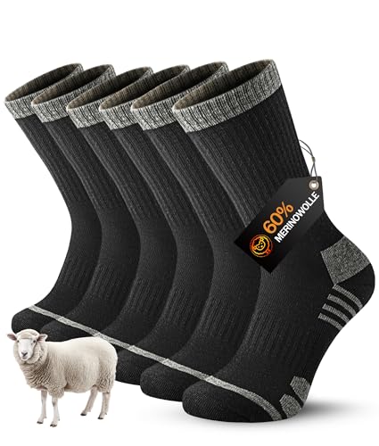 YESWEL 3 Paar Merino Wandersocken Herren Damen, 60% Merinowolle...