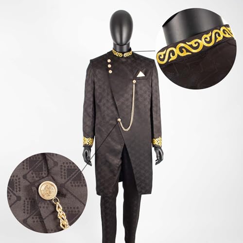 APTX African Suit for Men Dashiki Embroidery Jackets and Pants 2 Piece with Kerchief Slim Fit Formal Outfits Wedding2