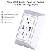 USB Wall Charger, Surge Protector, POWRUI USB Outlet with 2 USB Ports (2.4A Total) and Dusk-to-Dawn Sensor Night Light, 1080Joules, ETL Listed - White (2-Pack)