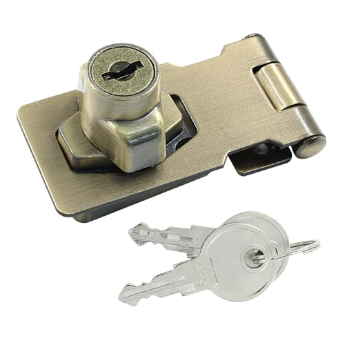Image of Bivethoi 2Pcs Keyed Hasp Locks 2.5 Inch Twist Knob Keyed Locking Hasp, Stainless Steel Hasp Latches Keyed Different for Small Doors, Cabinets (Antique Bronze)