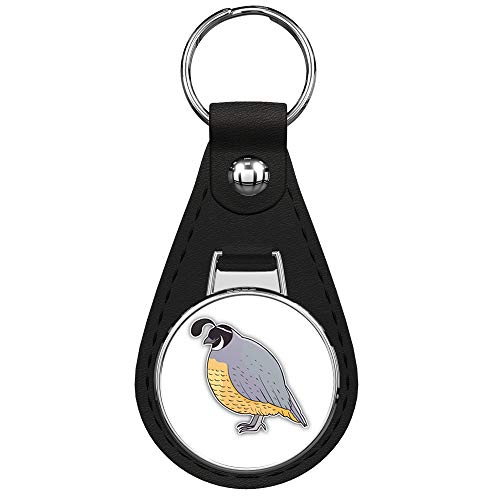 Quail Bird Keychain Black Premium Leather Key Chain with Key