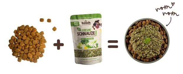 Bosch Freshe Schnauze - Knackig grünes Ackergemüse 1 x 200 g | Topping für Hundefutter | Für Trockenfutter und Nassfutter geeignet | mit frischer Zucchini, Spinat, Brokkoli, Fenchel & Chicorée