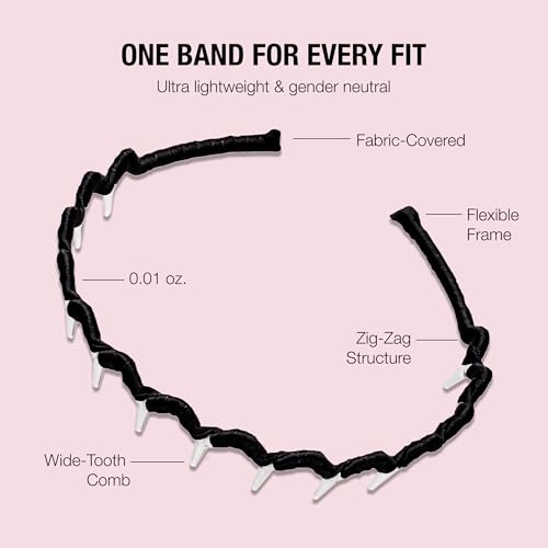 Scünci Zig Zag Headband, No-Slip, Fabric-Covered Frame, Black - image 4
