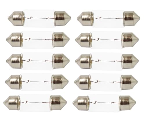 ShuoHui 10 x Festoon 24 V 5 W C5W SV8.5 31 mm/36 mm/39 mm/41 mm/44 mm Number Plate Light Bulb Car Interior Boot Glove Box (31 mm)