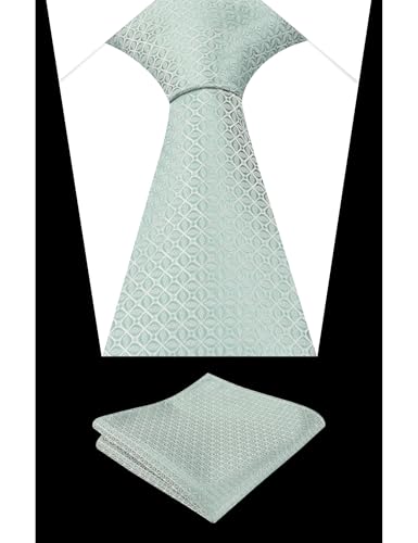 Image of Alizeal Mens Vintage Solid Plaid Tie with Pocket Square 3.15inches Necktie Set