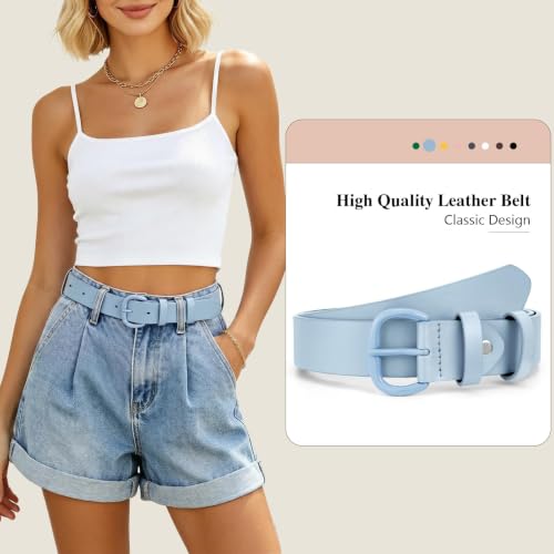 Image of WHIPPY Women Leather Belt for Jeans Pants Dresses Black Ladies Waist Belt with Pin Buckle