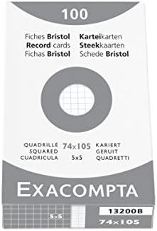 Exacompta - Ref 13300B - Bristol Record Card (Pack of 100) - A7 in Size, 205gsm Card, Compatible with Printers - Suitable for Exam Revision & Notes - White