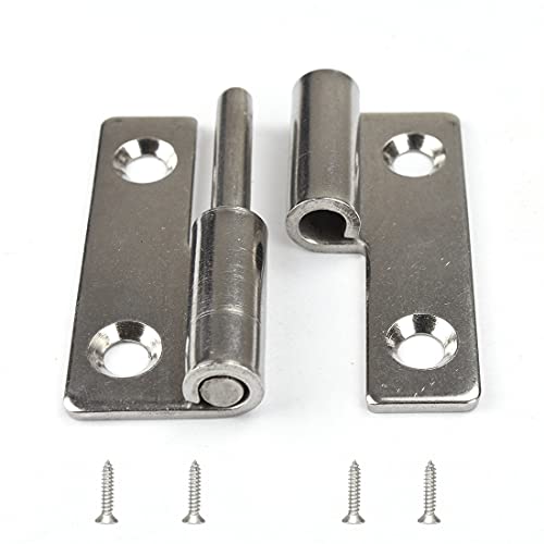 4 cerniere in acciaio lunghe 5,1 cm, piccole cerniere per porte con coperchio destro, cerniera a bandiera in acciaio inox