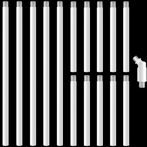 Image of M10 Threaded Extension Poles, 5 PCS 12-inch & 10 PCS 6-inch Lighting Fixture Downrods Stems & 180 Degrees Sloped Ceiling Adapter Kits for Pendant Light, Island Lighting, Chandeliers (White)