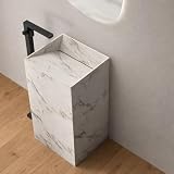 Lavabo Free Standing in Artificial Stone Lukas 45 x 40 x 85 cm Bianco Venato Rettangolare