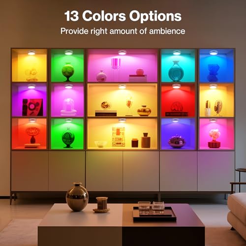Cadrim Puck Lights - LED Color Changing, Dimmable Under Cabinet Lights with Wireless Remote Controls for Kitchen (1 Pack) - Thumbnail 3