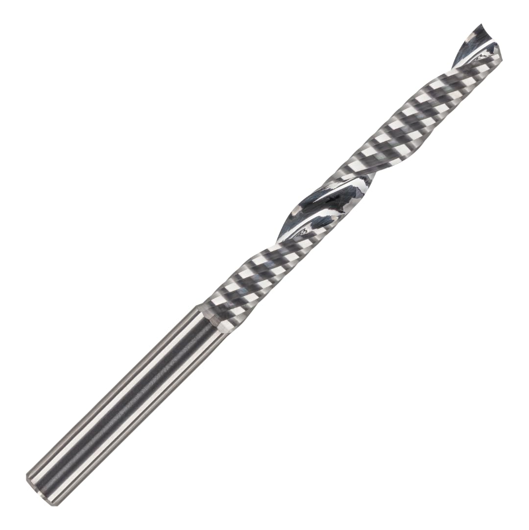 Rennie Tools - 4mm Cutting Diameter x 52mm Flute x 4mm Shank Single Flute (O Flute) Solid Carbide Up Cut Spiral Router Cutter Bit For ACM Aluminum Acrylic PVC MDF Plastic Endmill/End Mill — image 1