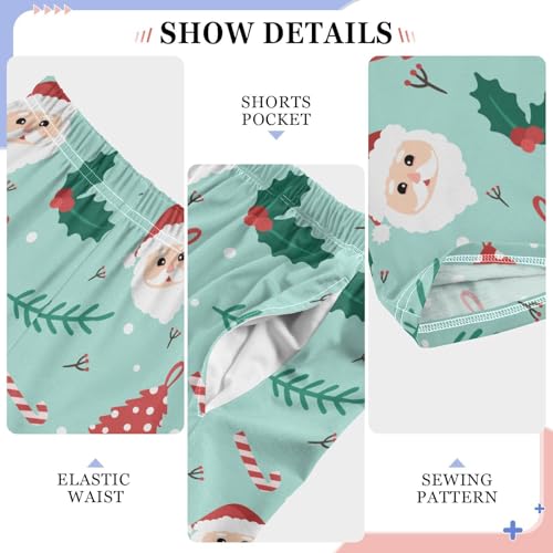 Christmas Floral Santa Boys Pants for Kids Jogger Pants with Pockets S-XL4