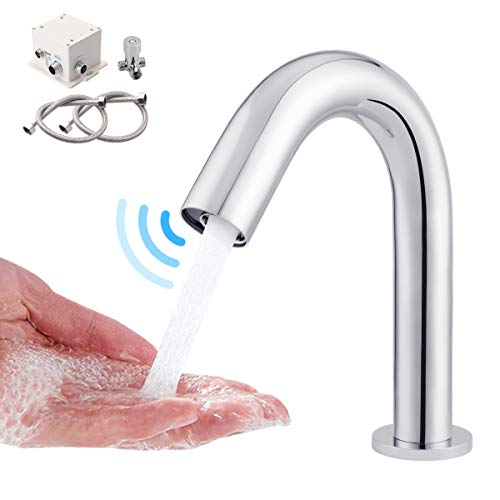 GIMIFY - Grifo con sensor sin contacto, de inducción automática, mezcla de agua fría y caliente, infrarrojo corto, grifo de baño de lavabo, cromado