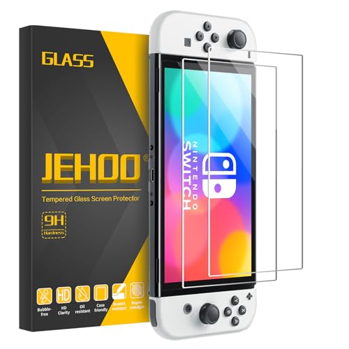 JEHOO 2 Piezas, Protector Pantalla para Nintendo Switch (modèle OLED), Cristal Templado Pantalla, Dureza 9H, Arañazos-Resistente, Ultra Transparente, Ultra Resistente