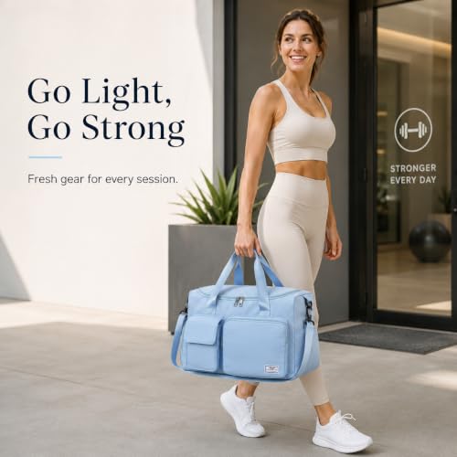 Image of FIORETTO Women's Gym Duffle Bag with Shoes Compartment, 30L Capacity, Ideal for Travel, Gym, Sports, Duffel, Weekender