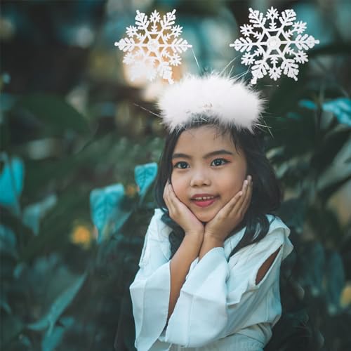 Uonlytech 2pcs Snowflake Headband Christmas Hairbands Snowflakes Hairhoop Cute Xmas Headbands Christmas Hair Accessories for women - Image 2