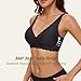 Quttlzze Deep V Petal Bras for Women No Underwire Soft Wireless Bras Comfort Seamless Bralettes with Extender Dark Black,M