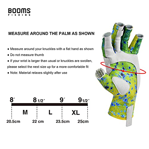 Booms Fishing Fg2 Fishing Gloves, Upf50+ Sun Protection Gloves, Men Women Fingerless Gloves For Fishing, Kayaking, Hiking, Driving, Motorcycle, Biking, Hunting, Outdoor, Camping, Rowing, Green, Size L #TOP5