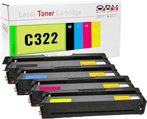 OBV C3220 Toner Set kompatibel zu Lexmark C3224dw C3326dw C3426dW MC3224dwe MC3224adwe MC3226adwe MC3326adwe MC3426adW MC3200 MC3300 MC3400 Series ca. 1500 Seiten BK/C/M/Y