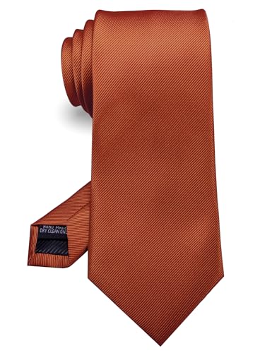 RBOCOTT Rust Tie Formal Silk Necktie for Men (Rust)