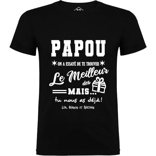 T-Shirt Homme Papou noir idée cadeau original fête des pères