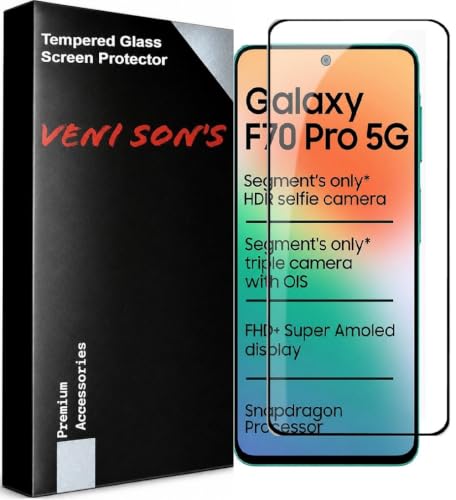 Image of VENI SON'S Scratch And Tear Resistant, Crystal Clear Edge to Edge Tempered Glass Screen Protector Guard Compatible With Samsung Galaxy F70 Pro 5G