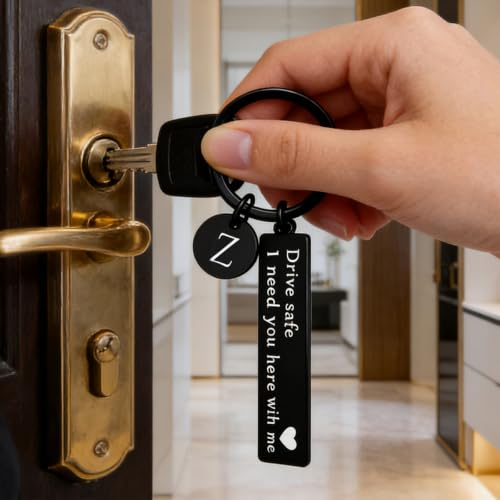 Image of drive safe keychain for him key rings for her men boyfriend