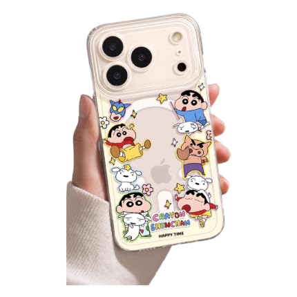 Jetyon iPhone 16 pro max 用 ケース Magsafe対応 クレヨンしんちゃんの可愛い透明スマホケース スマホを保護して色褪せない
