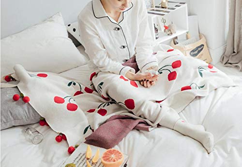 Amazon｜【MarieAnge】 さくらんぼ ブランケット 毛布 ひざ掛け
