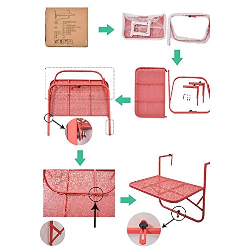 Mesa montada na parede, varanda ao ar livre, corrimão para pendurar, mesa auxiliar de servir, mesa d