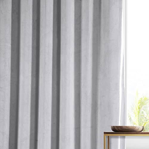 Image of HPD Half Price Drapes Signature Plush Velvet Blackout Curtains for Bedroom (1 Panel), 50W X 96L Hotel Black Out Curtains for Living Room, Thermal Insulated Blackout Curtains for Windows, Concrete Grey