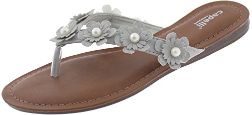 Capelli New York Faux Leather and Floral Gems Ladies Flip Flops4