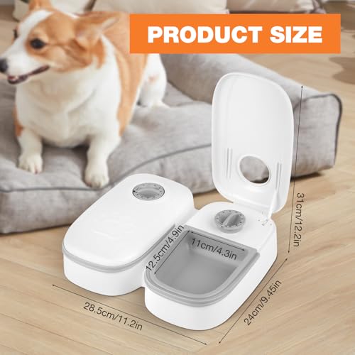 DAJASD Futterautomat Katze, 700ML Automatischer Futterspender mit 48 Stunden Timer, Rutschfeste Nassfutterautomat für katzen, Futterautomat Hund, Katzenfutter Automat für Katzen und kleine Hunde