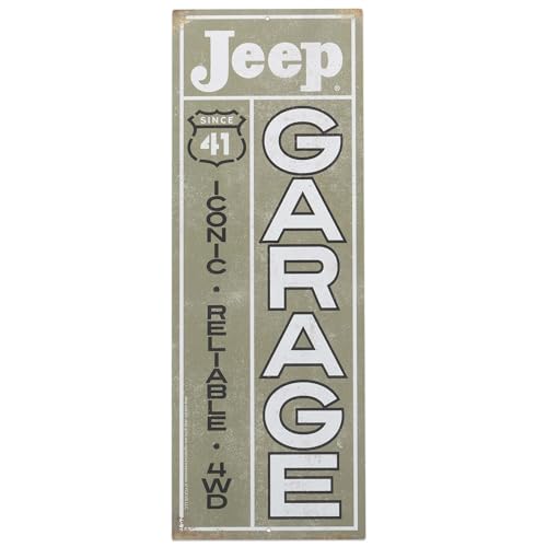 Plaque verticale en métal Jeep Garage Since '41 – Panneau vintage Jeep pour garage, magasin ou grotte d'homme