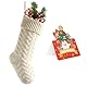 meioro Weihnachtsstrümpfe mit Grußkarte, 46cm/18in Große Größe Kabel Strick Weihnachtsstrümpfe, Kamin Hängende Weihnachtsstrümpfe für Urlaub Familie Party Festival Dekorationen (Weiß, 1 Pack)