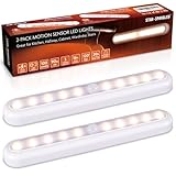STAR-SPANGLED 11” Motion Sensor Lights Indoor AA Battery Operated, Stick on LED Light for Closet, Stairs, Under Cabinet, Kitchen, Warm White, 2 Pack