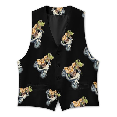 Frog Ride Motorcycle Mens Slim Fit Suit Vest Dress Waistcoat Casual Business Vest3