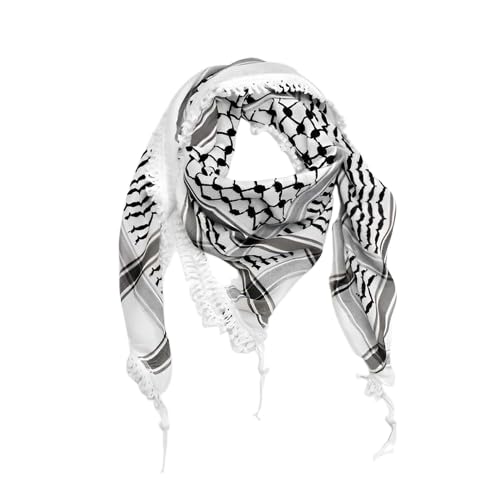 kashmir handloom and handicraft Traditional Keffiyeh Shemagh Desert Scarf, Black and White Checkered Pattern, Cotton Blend-picture-21