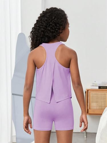 Image of BEAUDRM Girl's 2 Piece Workout Outfits Crop Top and Shorts Athletic Sets | Activewear Sets,Dance Sets,Tumbling Outfits,Hip Hop Dance Outfits,Cheer Practice Outfits for Girls