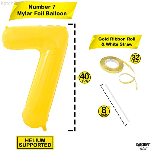 Image of KatchOn, Giant Yellow Number 7 Balloon - 40 Inch | 7th Birthday Balloon