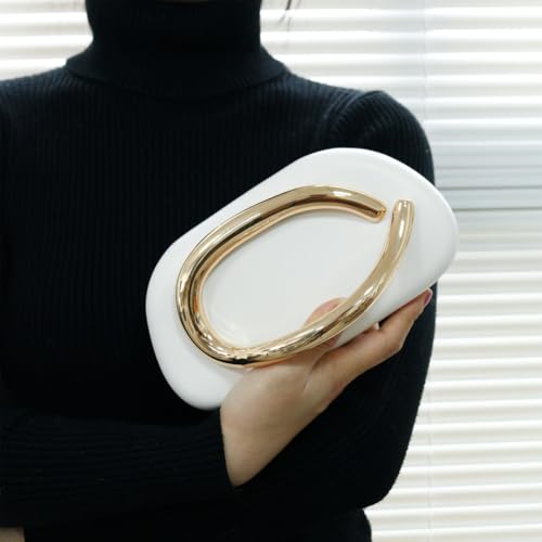 Image of Acrylic Clutch Purse for Women Classic Round Acrylic Evening Handbag Vintage Metal Handlebars Bag for Wedding Party Prom