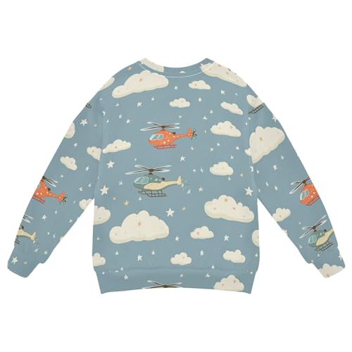 JUNZAN Helicopter Stars Cloud Silver Big Girls Sweatshirts Hoodies Crewneck Kids Pullover Hoodie Sports 4T2